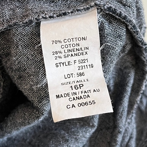 Reitmans Petites Gray Linen Blend Wide Leg Drawstring Pants Size 16P - Picture 4 of 9